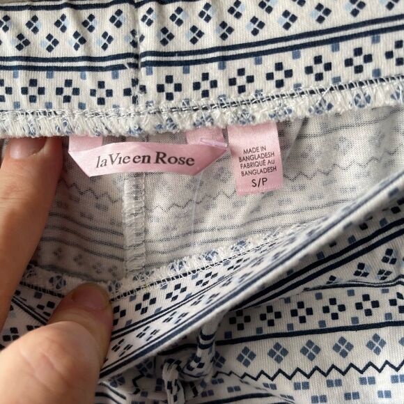 𝅺la vie en rose blue and white cropped sleep pants size small NWT - Picture 5 of 9